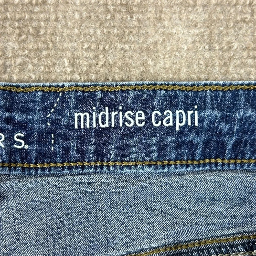 Lee Riders Capri Jeans Womens 14 Blue Denim Cotton Stretch Mid Rise Whiskers